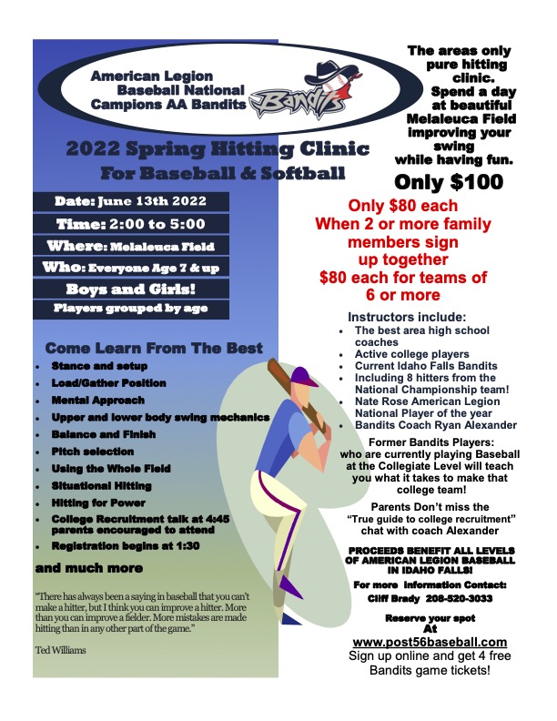 2022 hitting clinic Bandits Hitting Camp